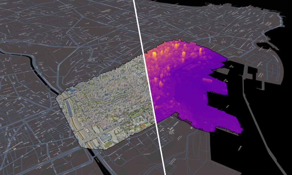 Demonstration of a digital twin over a satellite image of a city